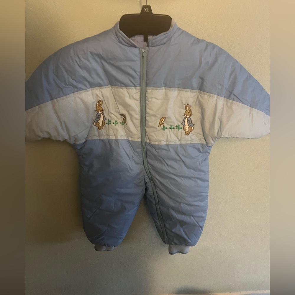 Vtg Beatrix Potter By Quiltex Child’s Snow Suit Blue Peter Rabbit